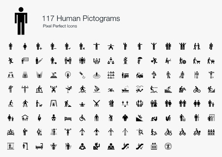 117 Human Pictograms Pixel Perfect Iconsのイラスト素材