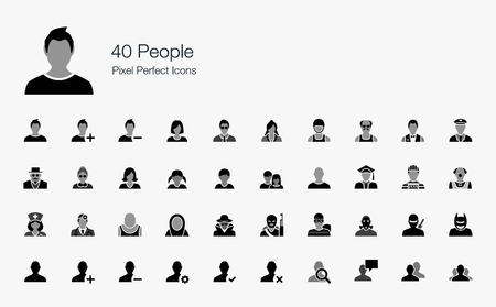 40 People Pixel Perfect Iconsのイラスト素材