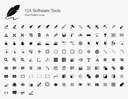 124 Software Tools Pixel Perfect Iconsのイラスト素材