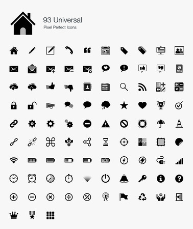 93 Universal Pixel Perfect Iconsのイラスト素材