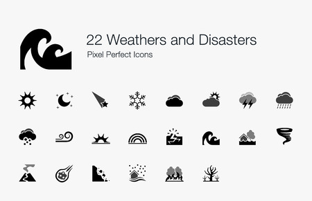 22 Weathers and Disasters Pixel Perfect Iconsのイラスト素材