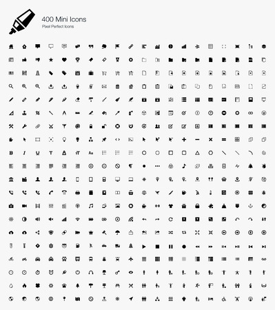 400 Mini Icons Pixel Perfectのイラスト素材