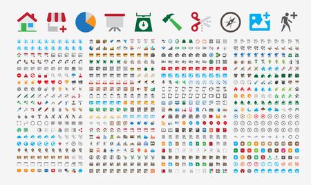 800 Premium Icons. Round corners. Flat colors. Pixel Perfect at 24x24px.のイラスト素材