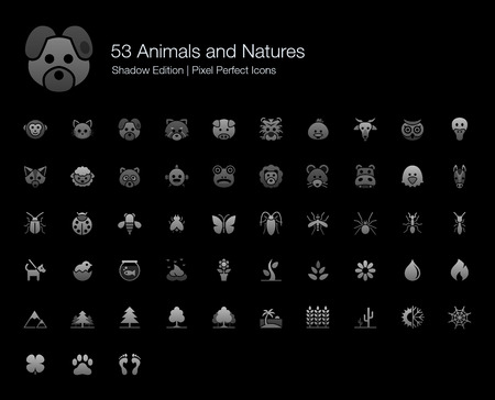 Animals and Natures Pixel Perfect Icons Shadow Editionのイラスト素材