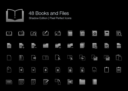 Books and Files Pixel Perfect Icons Shadow Editionのイラスト素材