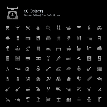 Objects Pixel Perfect Icons Shadow Editionのイラスト素材