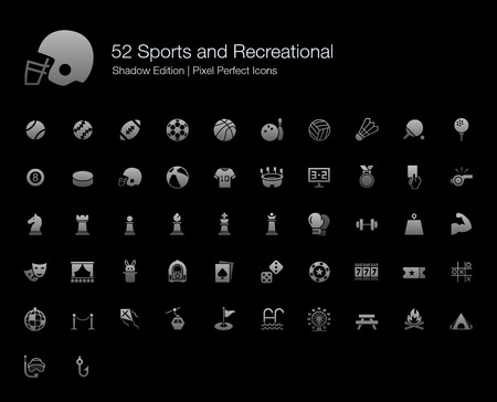 Sports and Recreational Pixel Perfect Icons Shadow Editionのイラスト素材