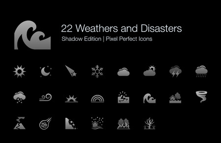 Weathers and Disasters Pixel Perfect Icons Shadow Editionのイラスト素材