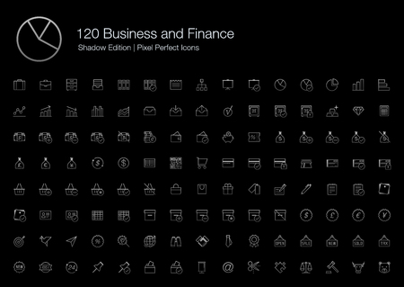 Business Finance Chart Graph Office Pixel Perfect Icons (line style) Shadow Editionのイラスト素材