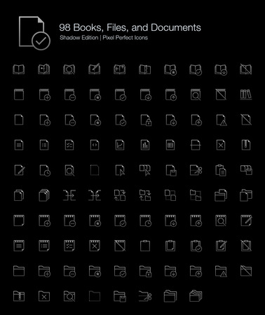 Books Files and Documents Pixel Perfect Icons (line style) Shadow Editionのイラスト素材