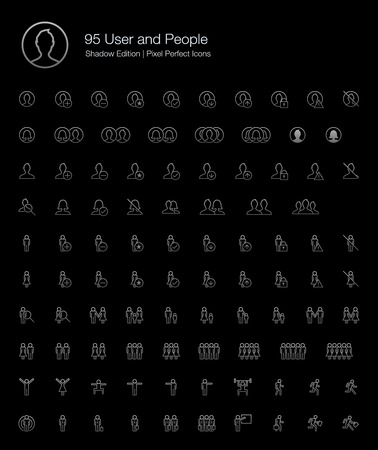 User and People Pixel Perfect Icons (line style) Shadow Editionのイラスト素材