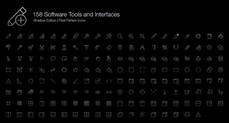 Software Tools and Interfaces Pixel Perfect Icons (line style) Shadow Editionのイラスト素材