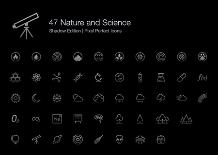 Nature and Science Pixel Perfect Icons (line style) Shadow Editionのイラスト素材