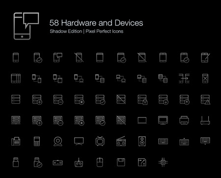 Hardware Mobile Phone Computer Devices Pixel Perfect Icons (line style) Shadow Editionのイラスト素材