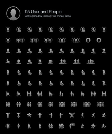 95 User and People Pixel Perfect Icons (Filled Style Shadow Edition). Vector icons for user, avatar, man, people, profile, and human.のイラスト素材