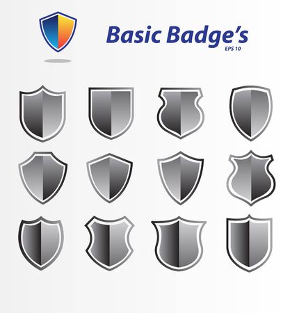 Set of vector shield badgesのイラスト素材