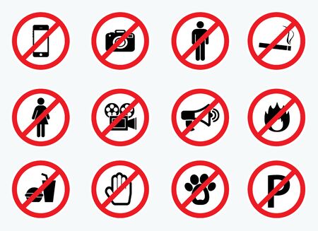 Set of prohibition vector signsのイラスト素材