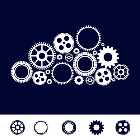 Illustration vector machine gear collection for brain logoのイラスト素材