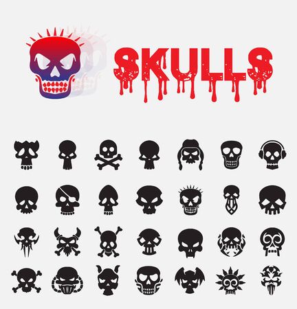 Set of vector skull logo designsのイラスト素材