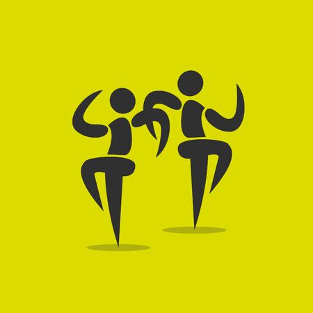 silhouette of happy with dancersのイラスト素材