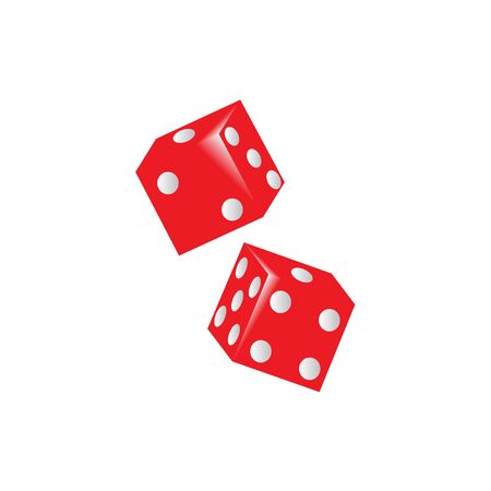 Two red dice on white backgroundのイラスト素材
