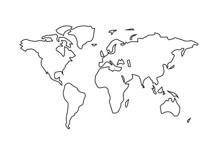 Simple world map line artのイラスト素材