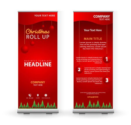 Modern Christmas Roll-UP banner template design. Vector illustrationのイラスト素材