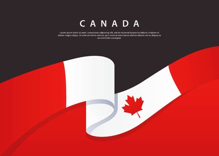 Canada Flag Flowing. Canada flag on Black background. Vector illustration templateのイラスト素材