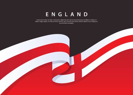 England Flag Flowing. England flag on Black background. Vector illustration templateのイラスト素材