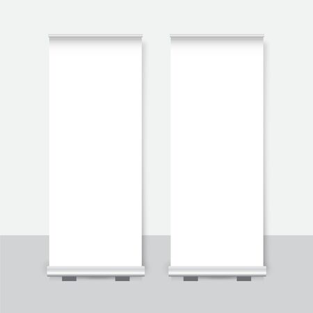 Modern roll up banner with stand presentation concept. Vector illustration templateのイラスト素材