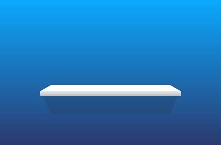 Front view of empty shelf with blue wall background with modern minimalist concept. Vector illustration templateのイラスト素材