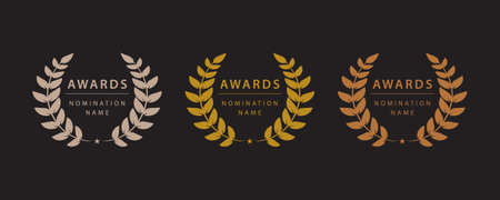Set of simple award wreathsのイラスト素材