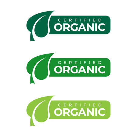 Certified organic badge template. Vector illustrationのイラスト素材