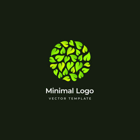 leaf's round logo template. Vector illustrationのイラスト素材