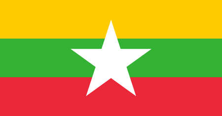 Myanmar flag with original RGB color vector illustration designの写真素材