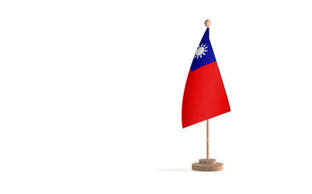 Taiwan flagpole with white space background imageの写真素材