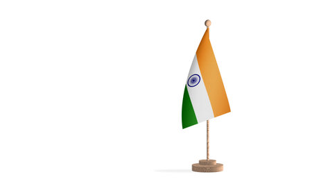 Indian flagpole with white space background imageの写真素材