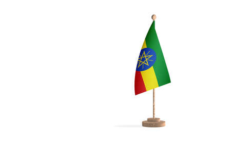 Ethiopia flagpole with white space background imageの写真素材