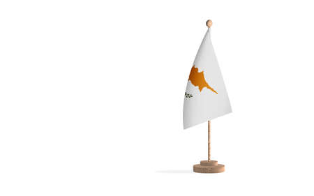 Cyprus flagpole with white space background imageの写真素材