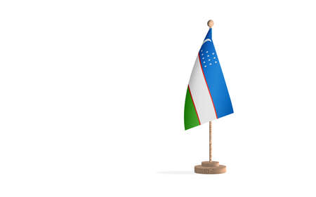 Uzbekistan flagpole with white space background imageの写真素材