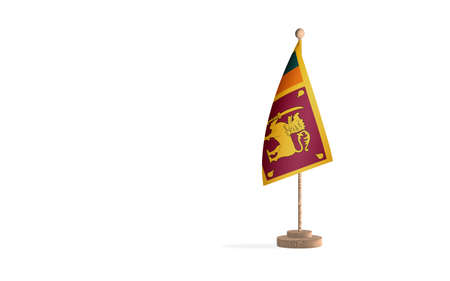 Sri Lanka flagpole with white space background imageの写真素材