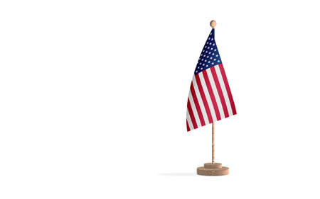 American flagpole with white space background imageの写真素材