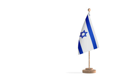 Israel flagpole with white space background imageの写真素材