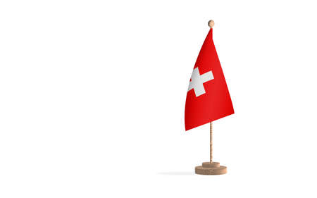 Switzerland flagpole with white space background imageの写真素材