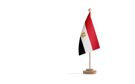 Egypt flagpole with white space background imageの写真素材