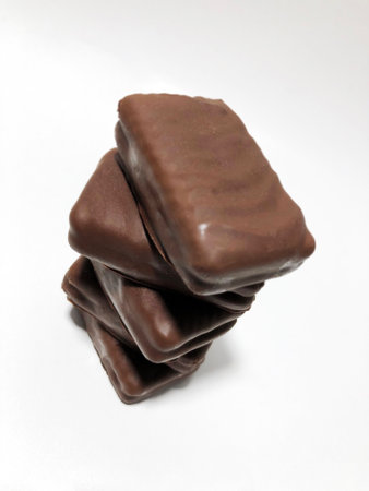 Chocolate flavored food on white backgroundの写真素材