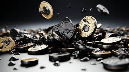 New digital coins, cryptocurrency background imageの素材