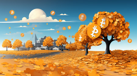 Background with future digital coin pathの素材
