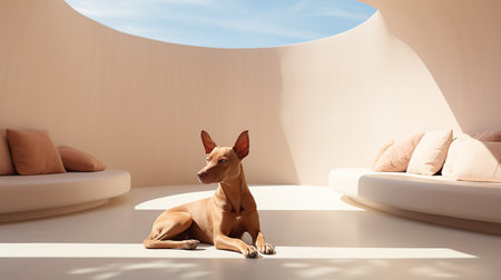 Dog outside luxury homeの素材