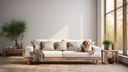 Dog on the sofa at homeの素材